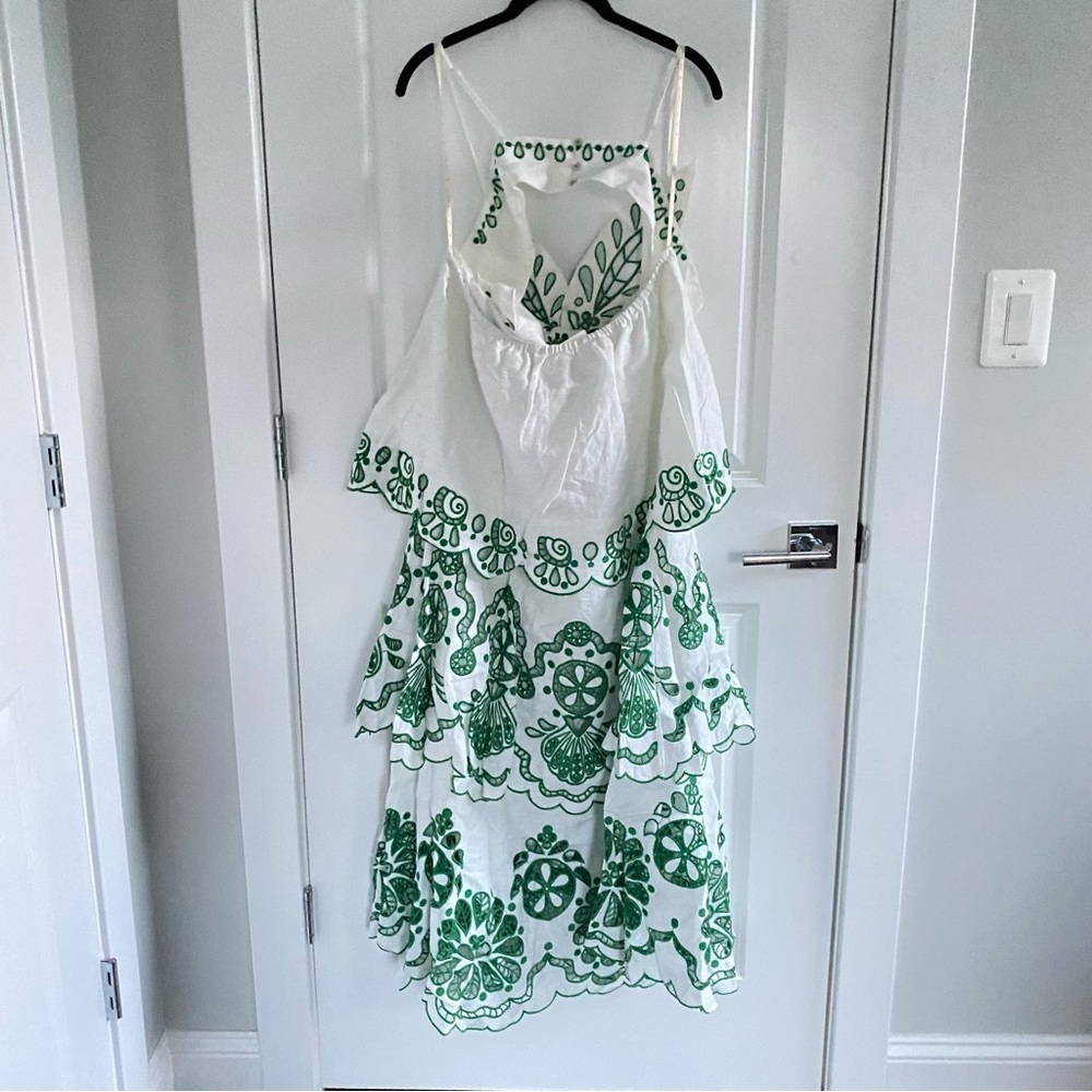 Anthropologie Farm Rio Flower Richelieu Linen Midi Dress - Picture 6 of 9
